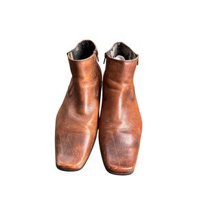 Kenneth Cole Reaction Men's Brown Leather Zip-Up Ankle Boots Square Toe 13